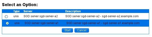 Chooser Page, Selecting an Application Servers