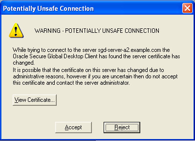 Potentially Unsafe Connection Message