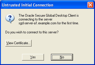 Initial Connection Dialog Box